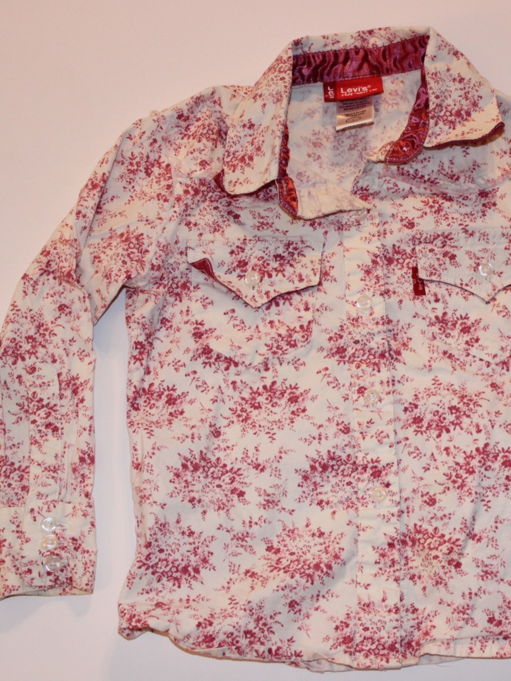 Levi's Girls Pink Floral Western Button Up Shirt Size 4